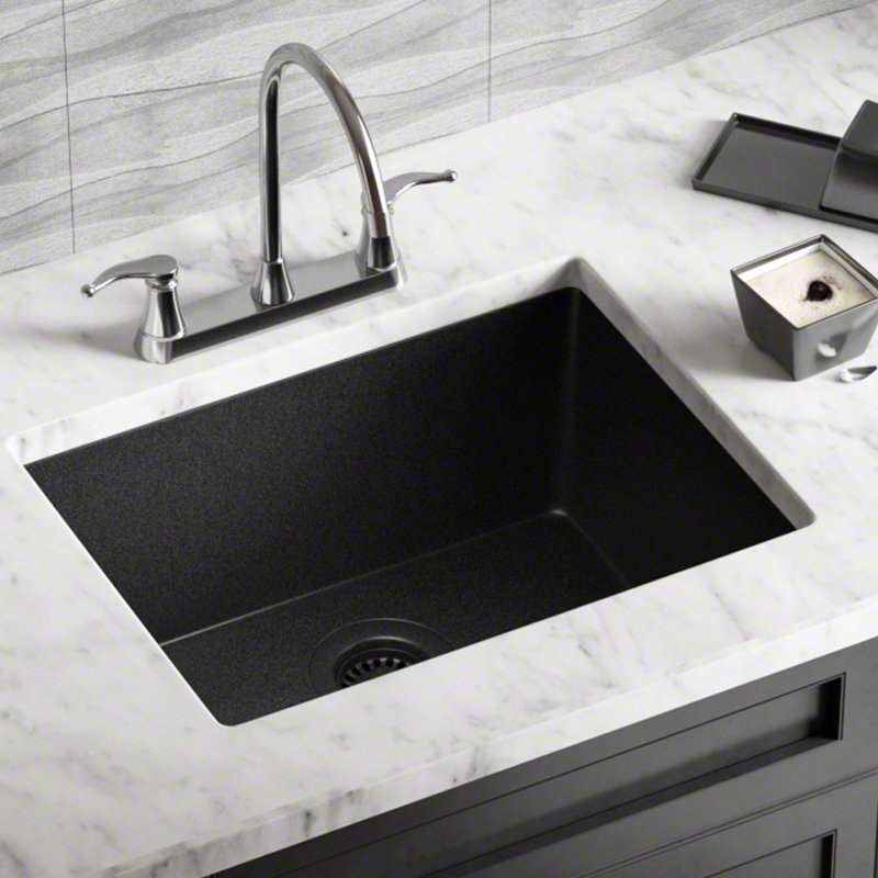 Granite Composite 22%2522 L X 17%2522 W Undermount Kitchen Sink With Strainer 